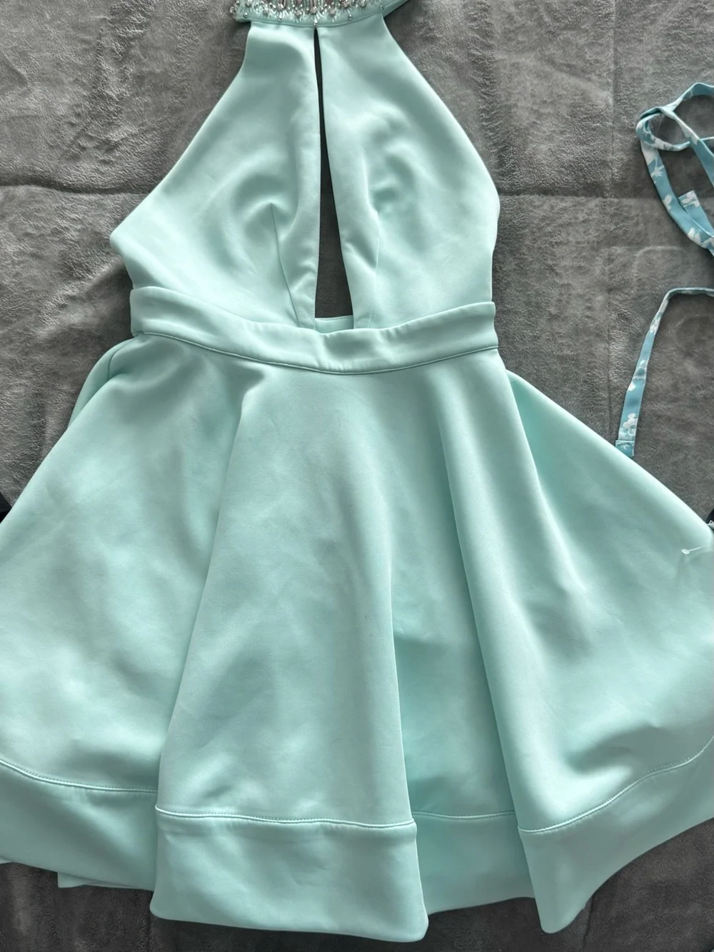 bebe Mint Halter Mini Dress with Jeweled Neckline - Picture 3 of 3